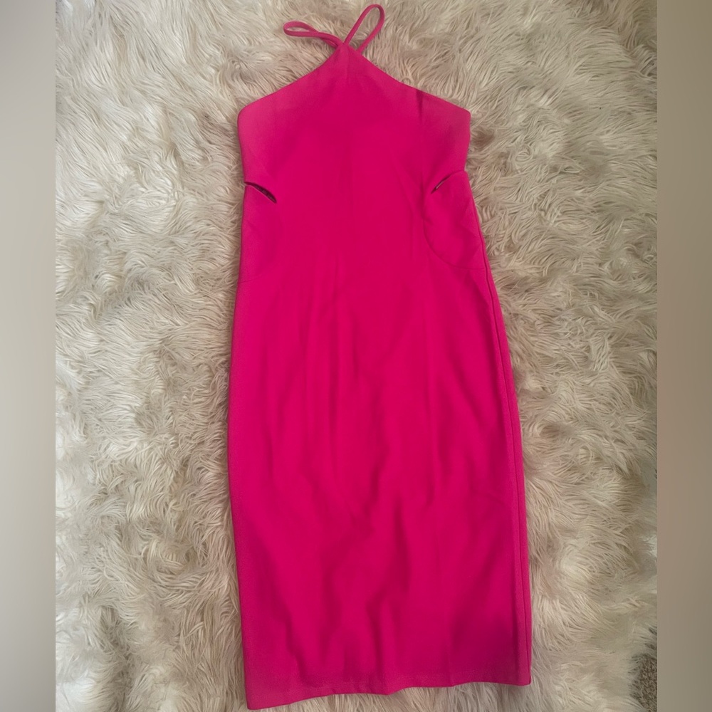 Hot pink dress with side cutouts